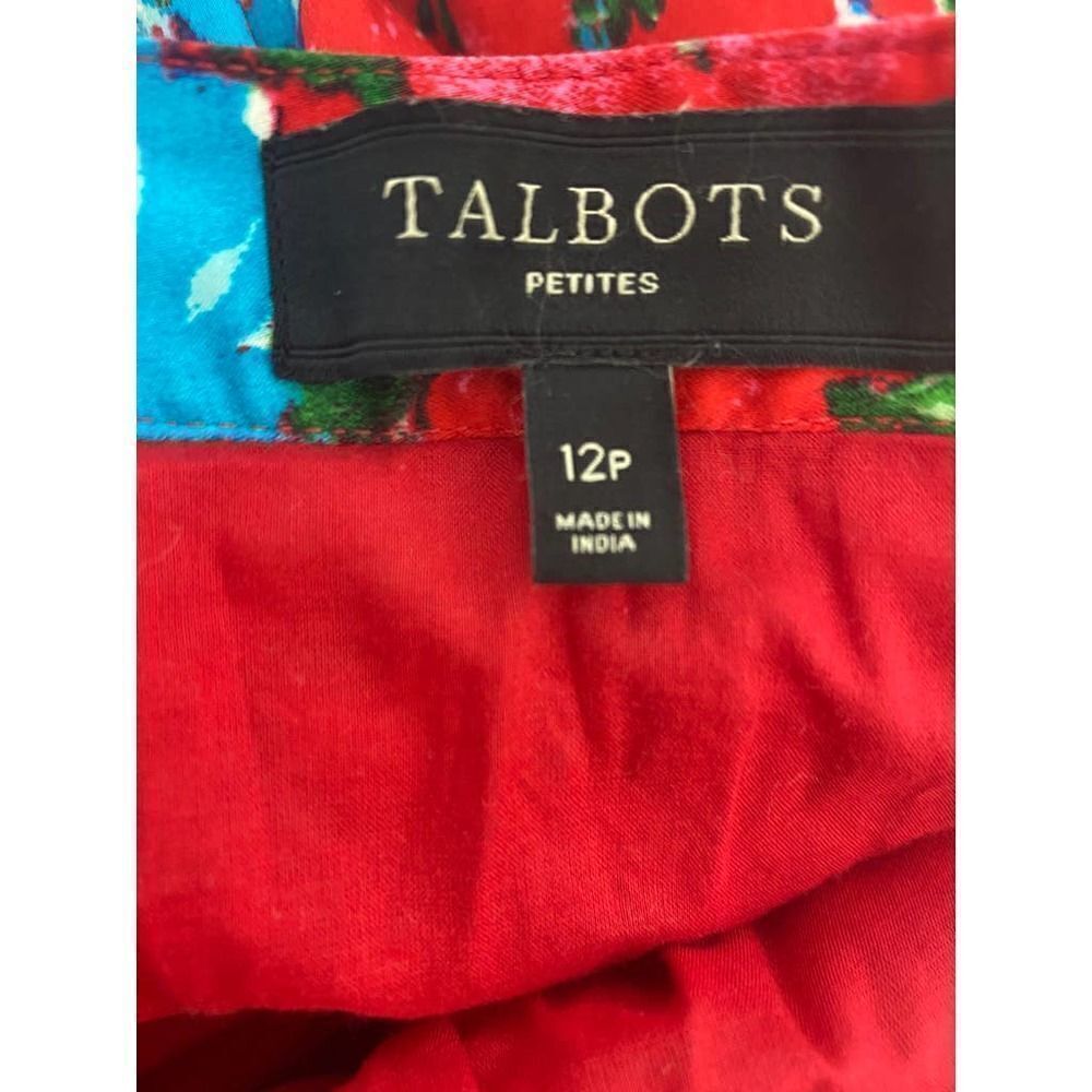 Cottagecore Talbots Petites Floral Print Skirt Lined Red Blue - Size 12P - Picture 3 of 8